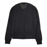 MARGARET HOWELL 578-6264004 SUPERFINE WOOL KNIT ウール クルーネック カーディガン ブラック レディース マーガレットハウエル【中古】6-0201T∞