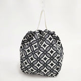 BAG'n'NOUN 総柄 巾着 トートバッグ ブラック ホワイト レディース バッグンナウン【中古】6-0418G∞