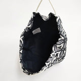 BAG'n'NOUN 総柄 巾着 トートバッグ ブラック ホワイト レディース バッグンナウン【中古】6-0418G∞