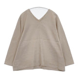 evam eva シルクリネンプルオーバー Vネック 定価24200円 E221T055 ブラウス シャツ ベージュ レディース エヴァムエヴァ【中古】6-0429M∞