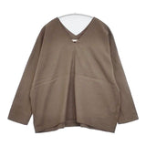 evam eva シルクリネンプルオーバー Vネック 定価24200円 E221T055 ブラウス シャツ ブラウン レディース エヴァムエヴァ【中古】6-0429M∞