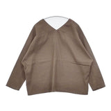 evam eva シルクリネンプルオーバー Vネック 定価24200円 E221T055 ブラウス シャツ ブラウン レディース エヴァムエヴァ【中古】6-0429M∞