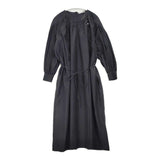 mina perhonen moon light コットンシルク 定価66000円 xs3595 サイズ36 ギャザー ワンピース ブラック レディース ミナペルホネン【中古】6-0329M♪