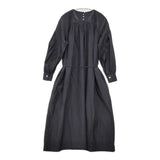 mina perhonen moon light コットンシルク 定価66000円 xs3595 サイズ36 ギャザー ワンピース ブラック レディース ミナペルホネン【中古】6-0329M♪