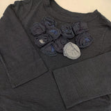 45R/45rpm コサージュのTシャツ（インディゴ）定価25300円 長袖Ｔシャツ カットソー ロンＴ ネイビー レディース フォーティーファイブアールピーエム【中古】6-0323M∞
