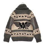 KANATA カナダ製 サイズ38 カウチンニット ジップアップ ウール カーディガン グレー ベージュ レディース カナタ【中古】5-1226T♪