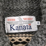 KANATA カナダ製 サイズ38 カウチンニット ジップアップ ウール カーディガン グレー ベージュ レディース カナタ【中古】5-1226T♪