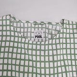 IDEE POOL 新品 チェック 半袖 ブラウス シャツ ホワイト グリーン レディース イデープール【中古】6-0614S∞