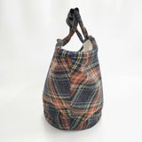 R&D.M.Co- ウール タータンチェックマルシェバッグ L トートバッグ オレンジ チャコールグレー レディース オールドマンズテーラー【中古】6-0114T◎