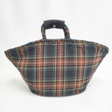 R&D.M.Co- ウール タータンチェックマルシェバッグ L トートバッグ オレンジ チャコールグレー レディース オールドマンズテーラー【中古】6-0114T◎