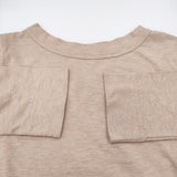 45R/45rpm 四角T 天竺 コットン サイズ2 長袖Ｔシャツ カットソー ロンＴ ベージュ レディース フォーティーファイブアールピーエム【中古】6-0210M♪