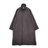 THE LIBRARY SUPER100'S WOOL MELTON BAL COLLAR COAT サイズS ステンカラーコート ブラウン系 ユニセックス ザ ライブラリー【中古】5-1228A♪