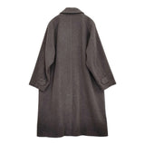 THE LIBRARY SUPER100'S WOOL MELTON BAL COLLAR COAT サイズS ステンカラーコート ブラウン系 ユニセックス ザ ライブラリー【中古】5-1228A♪