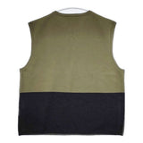 MHL. ELTED DRY WOOL 596-1260502 サイズL 定価20900円 ニット ベスト 21AW カーキ チャコールグレー メンズ エムエイチエル【中古】6-0109T♪