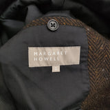 MARGARET HOWELL HERRINGBONE WOOL COAT ヘリンボーンウール 定価121000円 チェスターコート ブラウン レディース マーガレットハウエル【中古】5-1222T♪