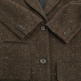 MARGARET HOWELL HERRINGBONE WOOL COAT ヘリンボーンウール 定価121000円 チェスターコート ブラウン レディース マーガレットハウエル【中古】5-1222T♪