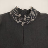 babaghuri 刺繍 ウール J0474TFA931 スタンドカラー ワンピース ブラック レディース ババグーリ【中古】5-1222T♪