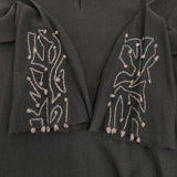 babaghuri 刺繍 ウール J0474TFA931 スタンドカラー ワンピース ブラック レディース ババグーリ【中古】5-1222T♪