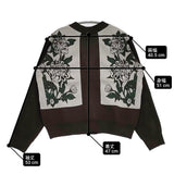 VIVIENNE TAM 未使用 MUM JACQUARD CARDIGAN ジャカード 花 定価30800円 カーディガン 22AW ブラウン グレー レディース ヴィヴィアンタム【中古】6-0215M♪