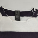 homspun 061-6585 ボーダー コットン サイズS 半袖Ｔシャツ カットソー ホワイト ネイビー レディース ホームスパン【中古】6-0614S∞