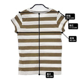 LAITERIE ふわふわ天竺 ボーダー 定価6490円 半袖Ｔシャツ カットソー ホワイト カーキ レディース レイトリー【中古】6-0614S∞