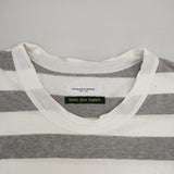 NOUVELLES DU PARADIS ボーダー フレンチスリーブ 半袖Ｔシャツ カットソー グレー ホワイト レディース ヌーベルドゥパラディ【中古】6-0614S∞