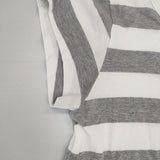 NOUVELLES DU PARADIS ボーダー フレンチスリーブ 半袖Ｔシャツ カットソー グレー ホワイト レディース ヌーベルドゥパラディ【中古】6-0614S∞