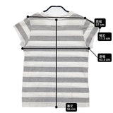 NOUVELLES DU PARADIS ボーダー フレンチスリーブ 半袖Ｔシャツ カットソー グレー ホワイト レディース ヌーベルドゥパラディ【中古】6-0614S∞