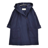 soil フード付きロングコート フーデッドコート メルトン 定価28600円 インド製 コート ネイビー レディース ソイル【中古】5-1228T♪