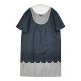 marimekko MIKA PIIRAINEN スカラップ チュニック Lanketti ランケッティ ワンピース ネイビー グレー レディース マリメッコ【中古】6-0614S∞