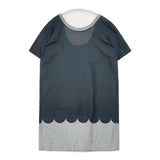 marimekko MIKA PIIRAINEN スカラップ チュニック Lanketti ランケッティ ワンピース ネイビー グレー レディース マリメッコ【中古】6-0614S∞