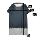 marimekko MIKA PIIRAINEN スカラップ チュニック Lanketti ランケッティ ワンピース ネイビー グレー レディース マリメッコ【中古】6-0614S∞