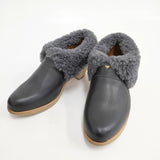 mina perhonen prima neve ムートン レザー ショートブーツ ブーティ 23.5cm 37 定価55000円 ブーツ ブラック グレー レディース ミナペルホネン【中古】5-1225T◎