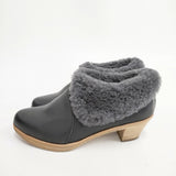 mina perhonen prima neve ムートン レザー ショートブーツ ブーティ 23.5cm 37 定価55000円 ブーツ ブラック グレー レディース ミナペルホネン【中古】5-1225T◎