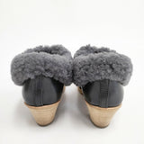 mina perhonen prima neve ムートン レザー ショートブーツ ブーティ 23.5cm 37 定価55000円 ブーツ ブラック グレー レディース ミナペルホネン【中古】5-1225T◎