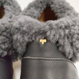 mina perhonen prima neve ムートン レザー ショートブーツ ブーティ 23.5cm 37 定価55000円 ブーツ ブラック グレー レディース ミナペルホネン【中古】5-1225T◎