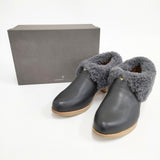 mina perhonen prima neve ムートン レザー ショートブーツ ブーティ 23.5cm 37 定価55000円 ブーツ ブラック グレー レディース ミナペルホネン【中古】5-1225T◎