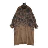 gasa 想像と創造 imagine and create スタンドカラーフリルワンピース 手染め ドレス リネン 定価99000円 24AW ブラウン ブラック レディース ガサ【中古】5-1222M♪