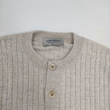 JOHN SMEDLEY ヘンリーネック メリノウール イギリス製 サイズS クルーネック ニット グレージュ レディース ジョンスメドレー【中古】5-1228T♪