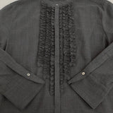 23区 TWボイル フリルディテールブラウス 定価25960円 BLWWGW0416 シアー ブラウス シャツ 25AW チャコールグレー レディース 23区【中古】5-1222M♪