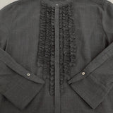 23区 TWボイル フリルディテールブラウス 定価25960円 BLWWGW0416 シアー ブラウス シャツ 25AW チャコールグレー レディース 23区【中古】5-1222M♪