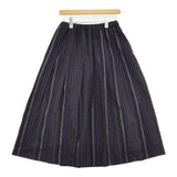 gungendo 綿ウール縞スカート菩提樹 定価42900円 25501103 ストライプ ロングスカート 25AW ネイビー グレー レディース 群言堂【中古】5-1222T♪