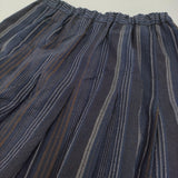 gungendo 綿ウール縞スカート菩提樹 定価42900円 25501103 ストライプ ロングスカート 25AW ネイビー グレー レディース 群言堂【中古】5-1222T♪