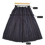 gungendo 綿ウール縞スカート菩提樹 定価42900円 25501103 ストライプ ロングスカート 25AW ネイビー グレー レディース 群言堂【中古】5-1222T♪