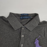 RALPH LAUREN スキニーポロ 鹿の子 刺繍 半袖 ポロシャツ グレー レディース ラルフローレン【中古】6-0608S∞