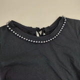 MUVEIL パール装飾 切替 半袖ドレス ワンピース ネイビー レディース ミュベール【中古】6-0608S∞