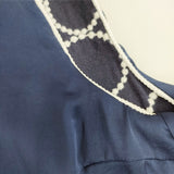 mina perhonen tambourine コットンリネン 刺繍 ws3506 サイズ36 ノースリーブ ワンピース ネイビー レディース ミナペルホネン【中古】6-0430S◎