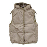 mina perhonen land puzzle va2286 サイズ38 定価68000円 コーデュロイ フード付き ダウンベスト ベージュ レディース ミナペルホネン【中古】5-1226T♪