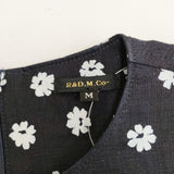 R&D.M.Co- フラワーモチーフ リネンドレス ノースリーブワンピース 花柄 Mサイズ ワンピース ブラック 濃紺 レディース オールドマンズテーラー【中古】6-0430S◎