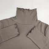 natalia N0504 リブ ハイネック コットン サイズF 長袖Ｔシャツ カットソー ロンＴ グレージュ レディース ナターリア【中古】6-0123M△